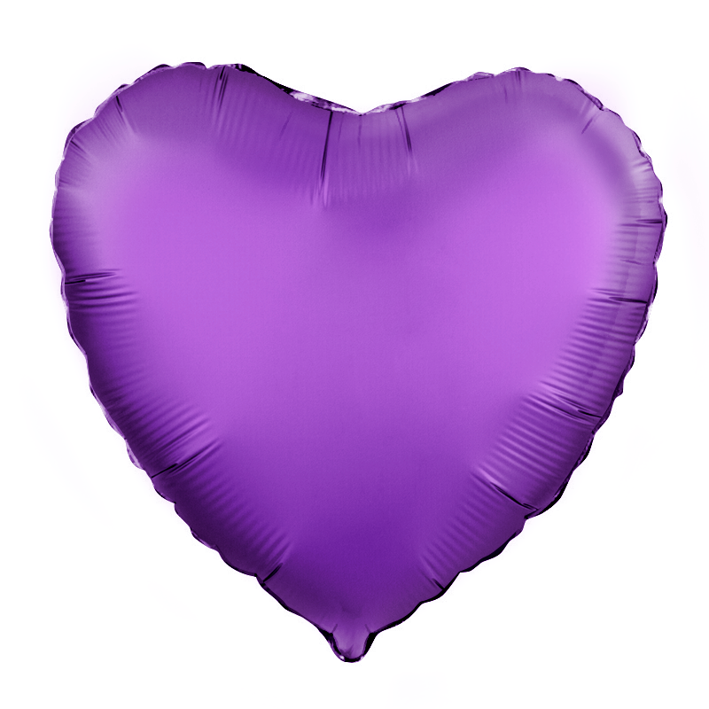 Фольгированное Сердце, Фиолетовый, Сатин (46 см)